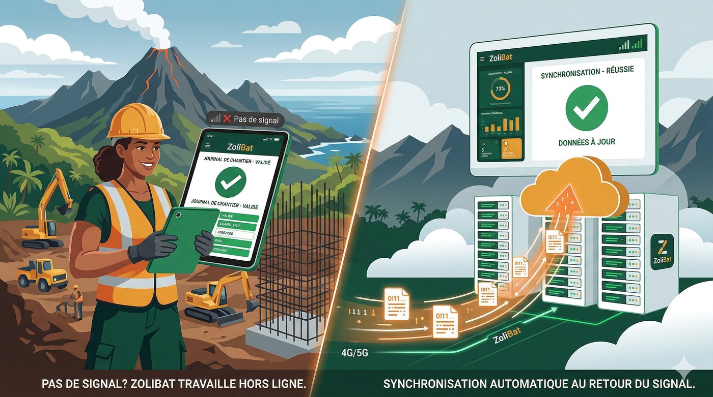 Mode hors ligne ZoliBat — synchronisation automatique